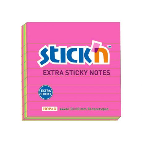 Stickyn Notes - Ex Sticky Neon Asst 101 X 101- Pk 6